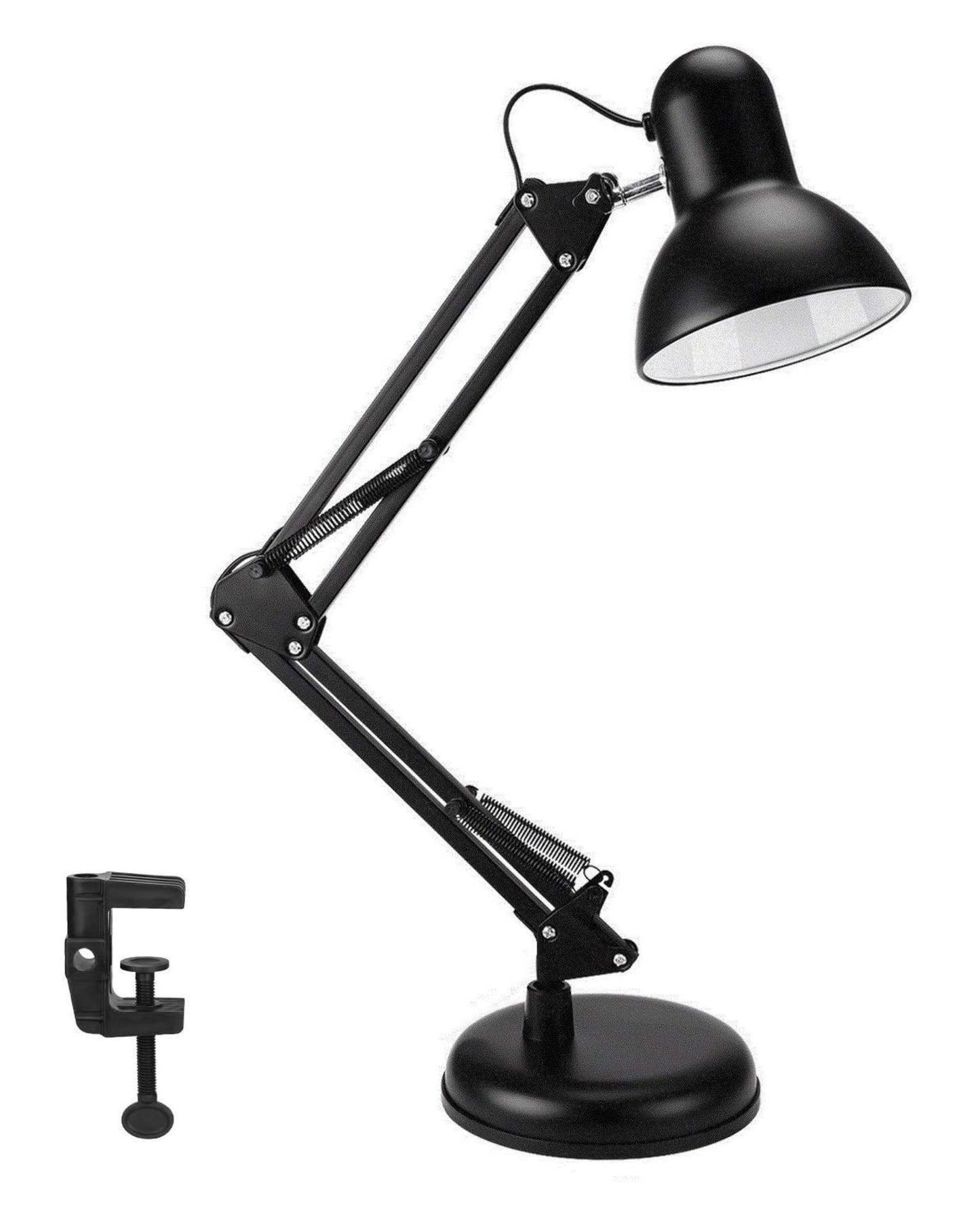 أباجورة مكتب هندسية بقاعدة ومشبك - أسود