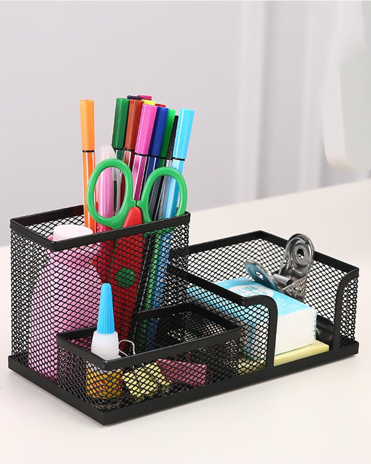 منظم مكتب معدني شبكي - أسود