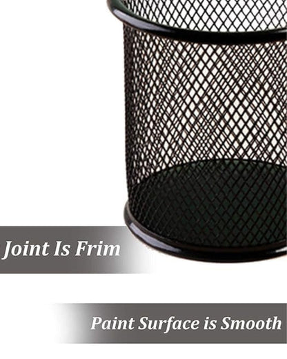 كوب أقلام معدن شبك دائري - أسود