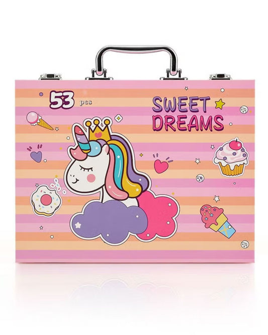 شنطة ألوان معدن 53 قطعة - يونيكورن