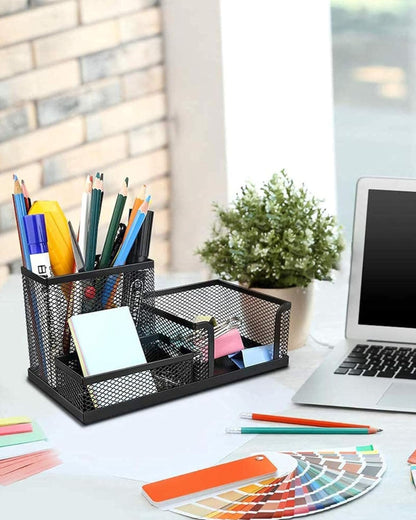 منظم مكتب معدني شبكي - أسود