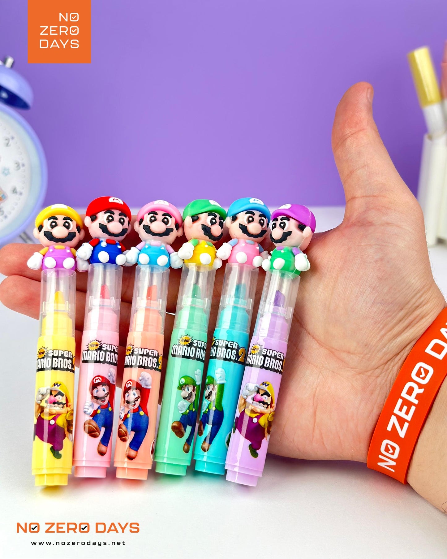 مقلمة أقلام هايلايتر 6 ألوان - سوبر ماريو
