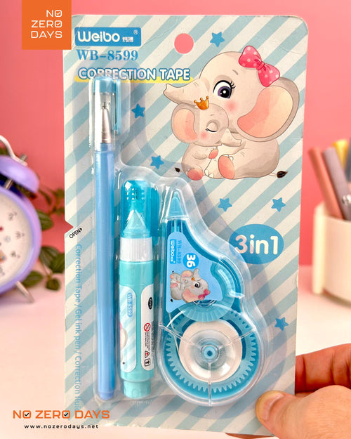 طقم كوريكتور 3x1 - أزرق