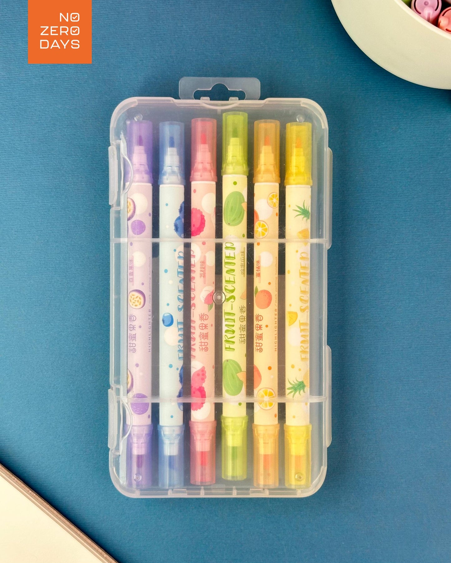 طقم أقلام هايلايتر 6 لون - برائحة الفواكه