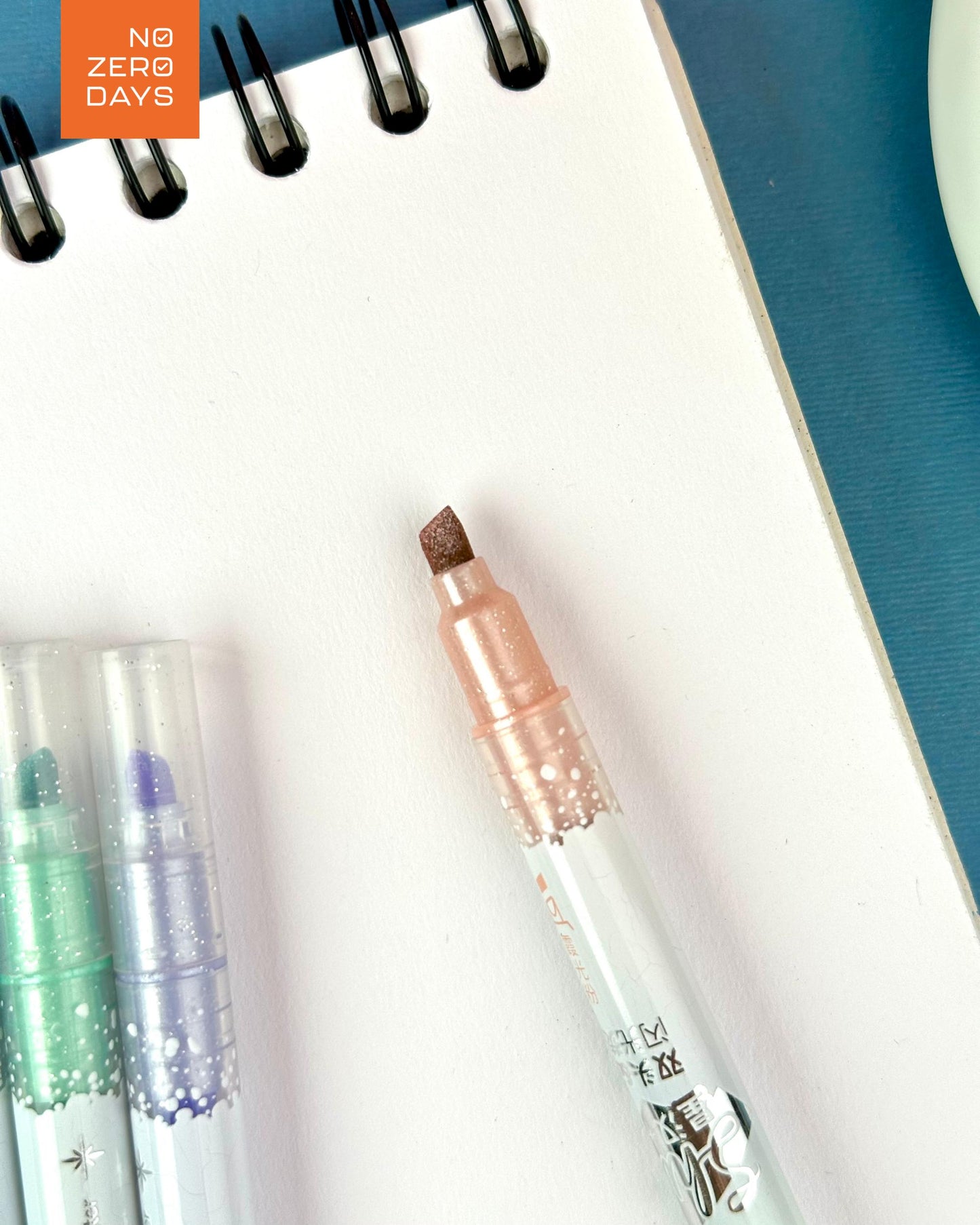 طقم أقلام هايلايتر لامع 12 لون (2 وجه)