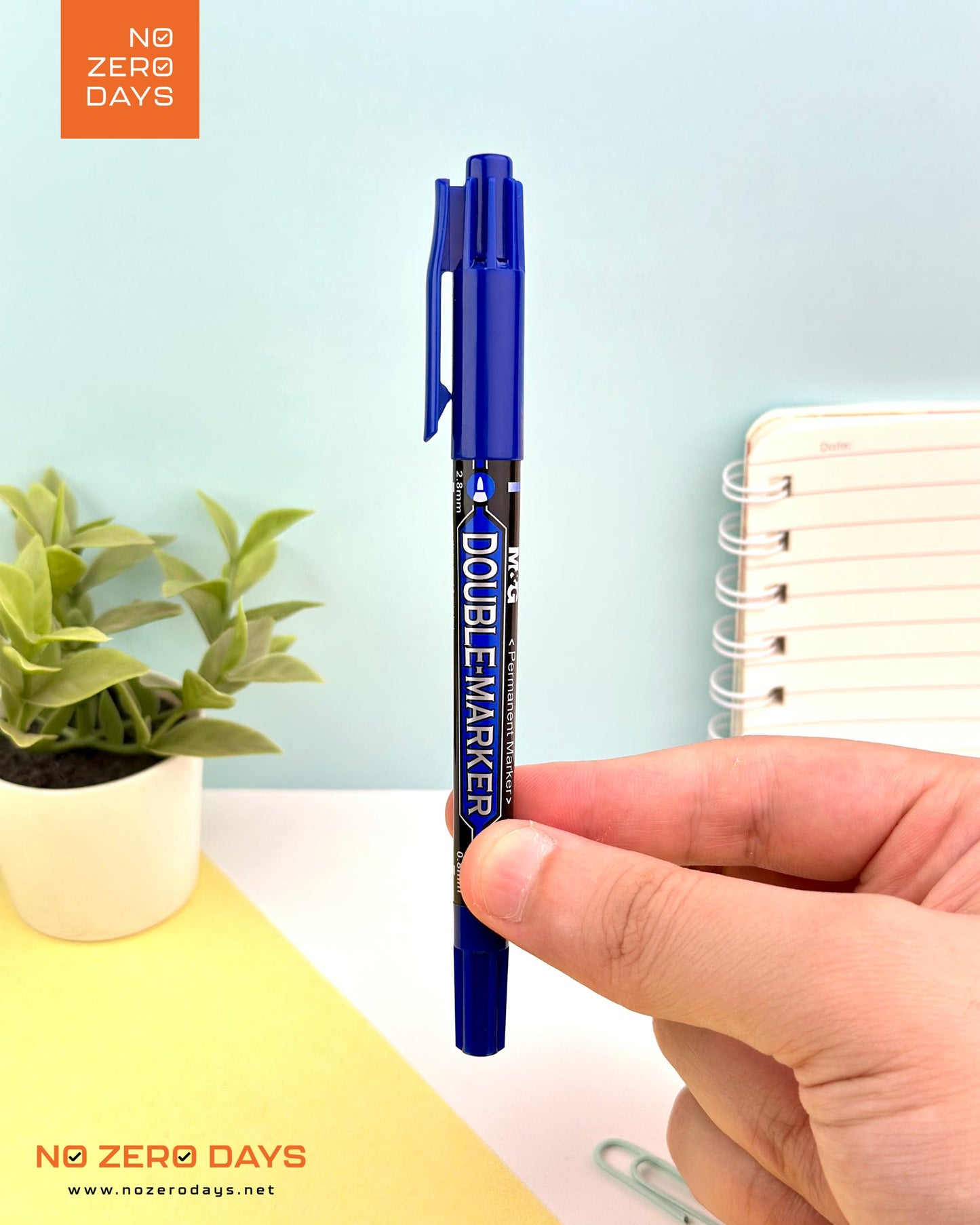 قلم ماركر مزدوج M&G - أزرق