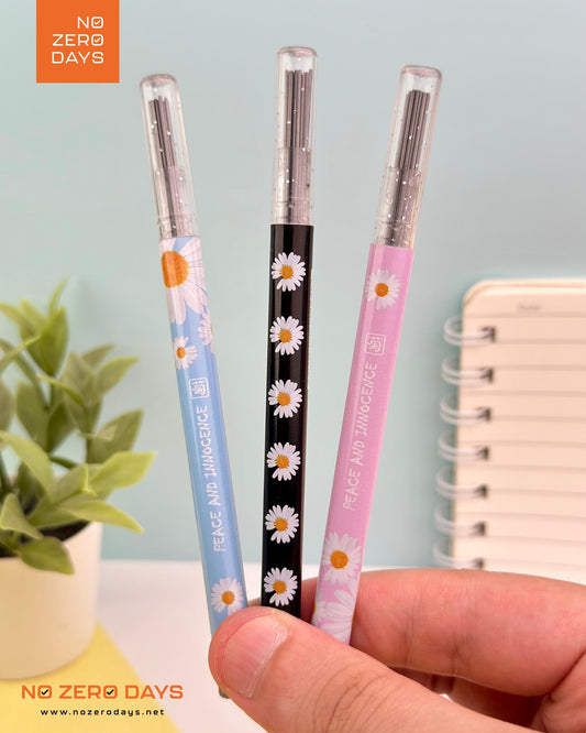 علبة سنون أقلام رصاص - ورد