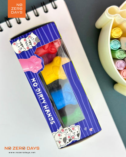 علبة ألوان شمع 12 لون M&G - شكل قطة