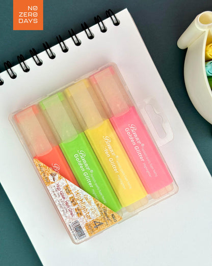 علبة أقلام هايلايتر جليتر - 4 لون