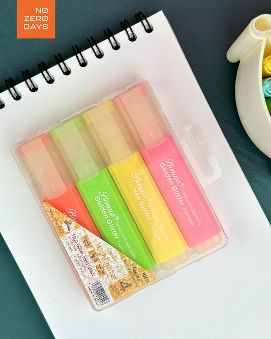 علبة أقلام هايلايتر جليتر - 4 لون