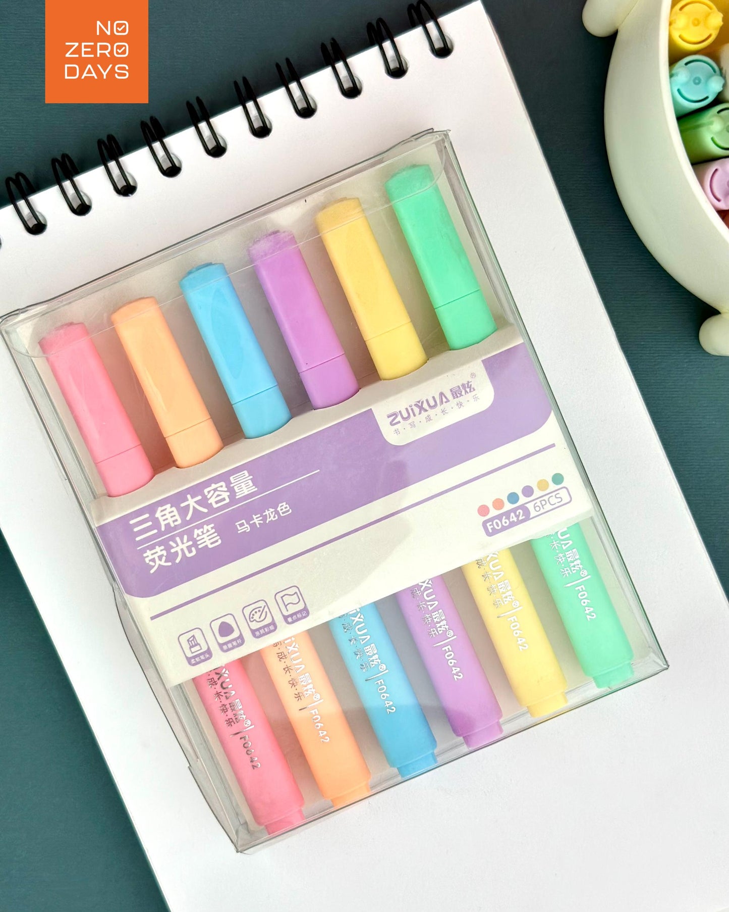 طقم أقلام هايلايتر 6 ألوان باستل