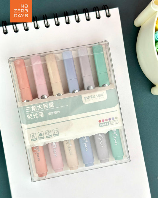 طقم أقلام هايلايتر 6 ألوان باستل