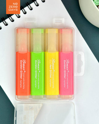 علبة أقلام هايلايتر جليتر - 4 لون