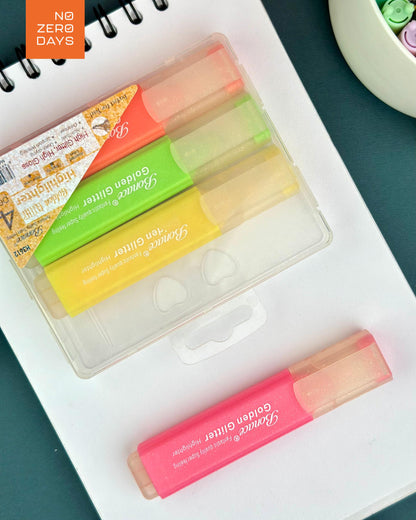 علبة أقلام هايلايتر جليتر - 4 لون