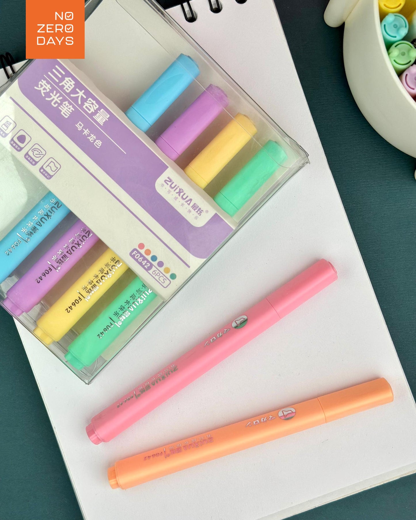 طقم أقلام هايلايتر 6 ألوان باستل