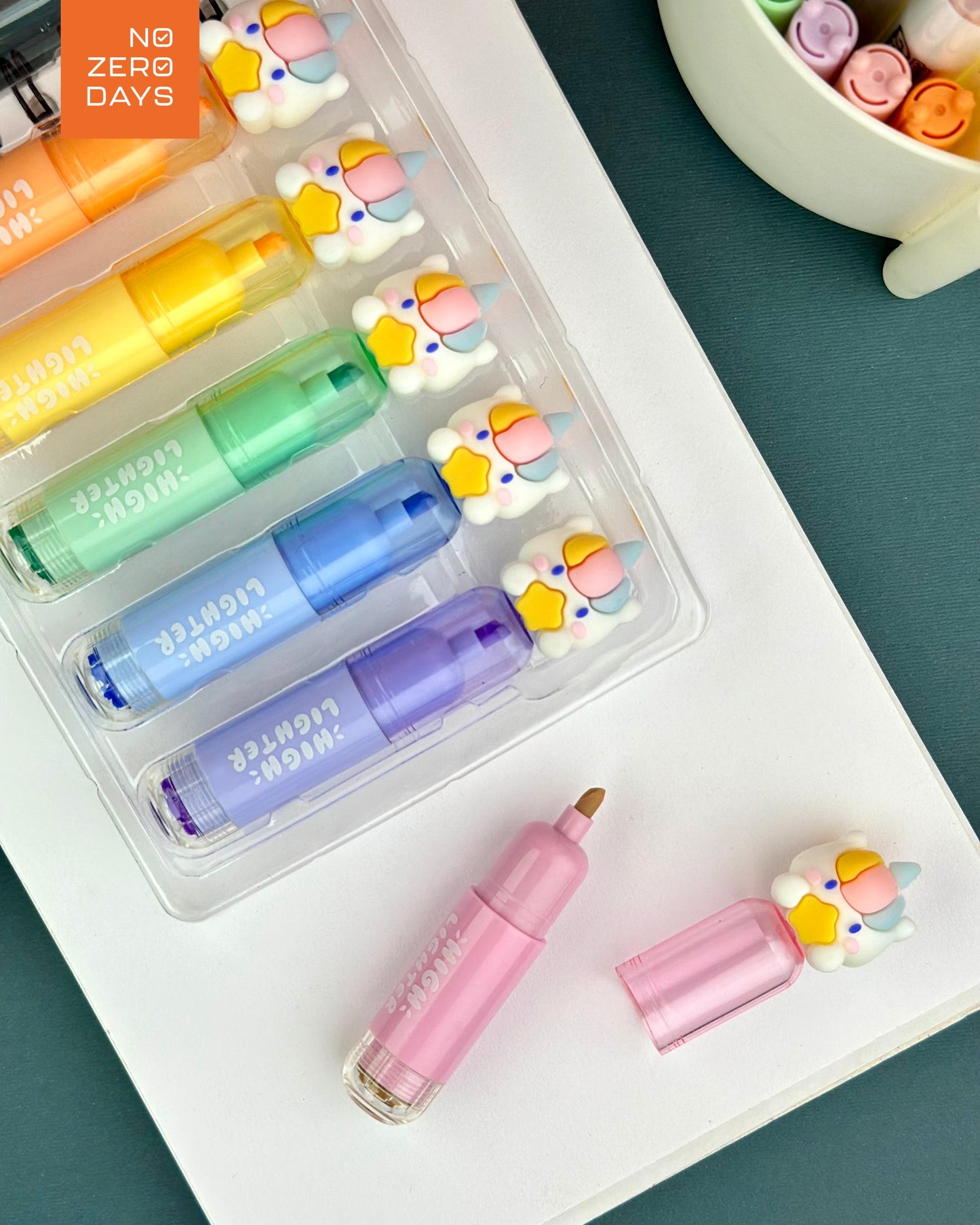 طقم 6 أقلام هايلايتر بختامة - يونيكورن