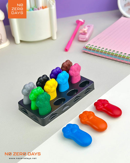 علبة ألوان شمع 12 لون M&G - شكل قطة