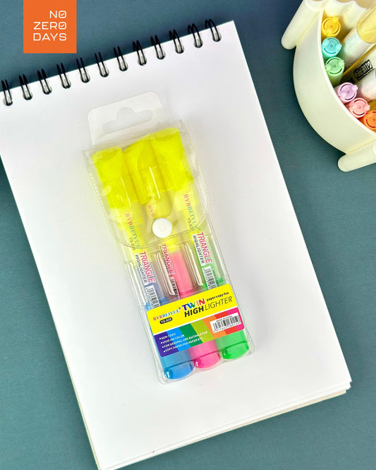 طقم أقلام هايلايتر بجراب (2 وجه)