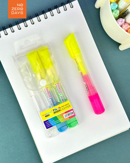 طقم أقلام هايلايتر بجراب (2 وجه)