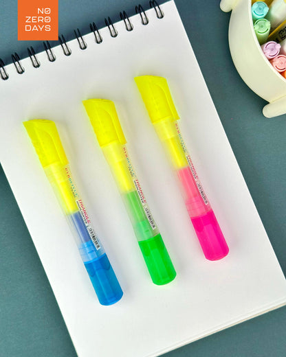 طقم أقلام هايلايتر بجراب (2 وجه)