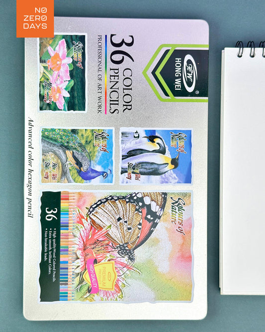 طقم ألوان خشب ٣٦ لون - علبة معدنية