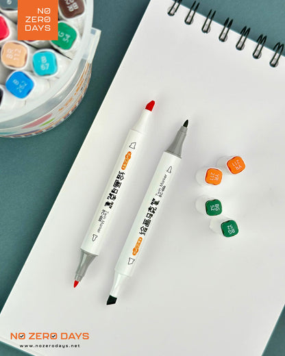 علبة ألوان ماركر مزدوجة الرأس 48 لون