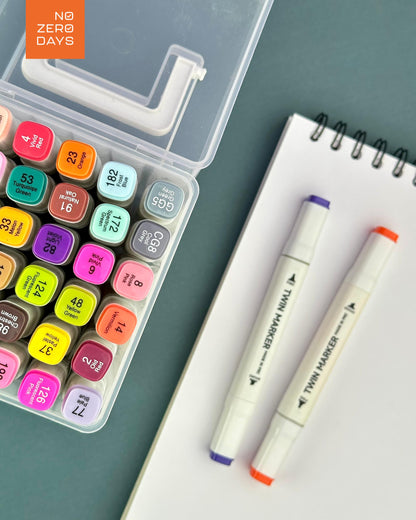 علبة ألوان ماركر مزدوجة الرأس 36 لون