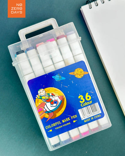 علبة ألوان ماركر مزدوجة الرأس 36 لون