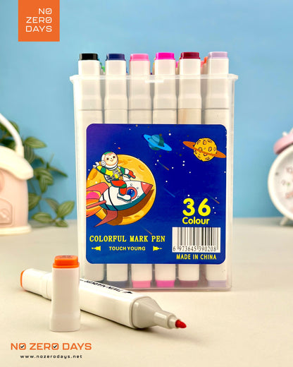 علبة ألوان ماركر مزدوجة الرأس 36 لون