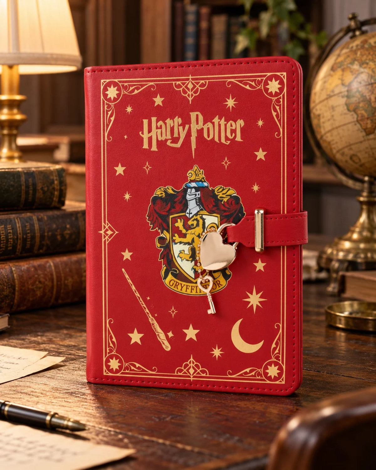 نوت بوك جلد Harry Potter بقفل قلب ومفتاح – أحمر