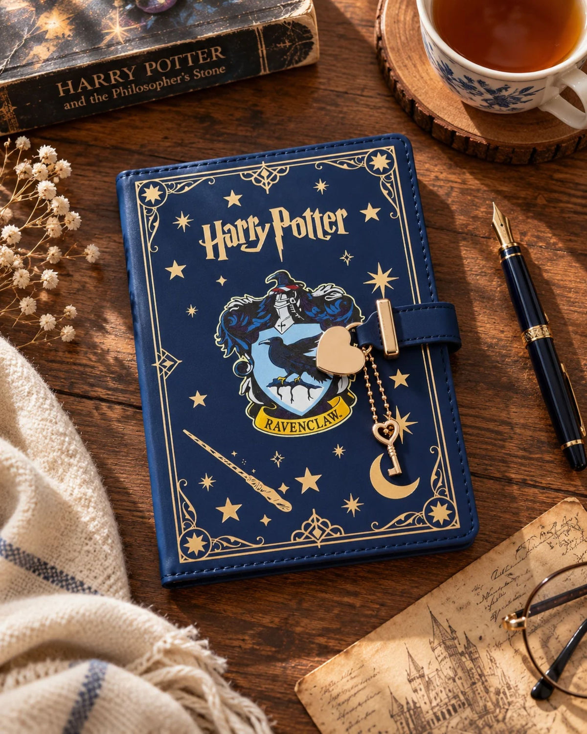 نوت بوك جلد Harry Potter بقفل قلب ومفتاح – كحلي