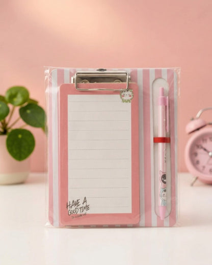 طقم كليب بورد + قلم + To do List (بينك)