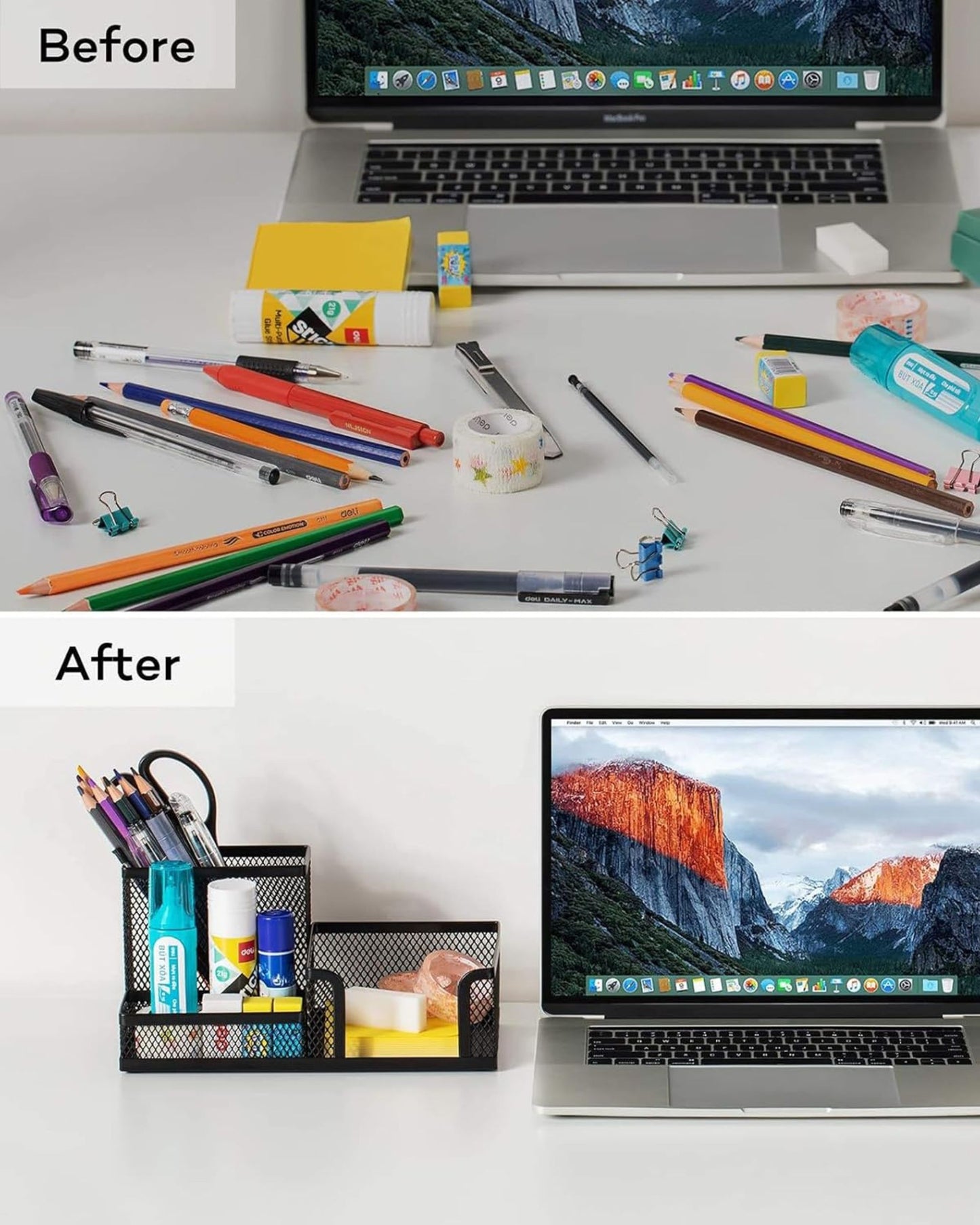 منظم مكتب معدني شبكي - أسود