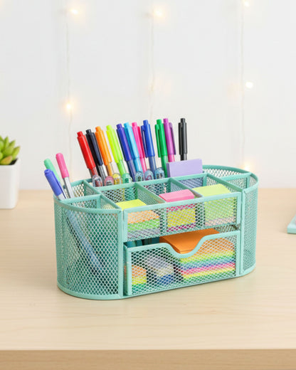 منظم مكتب معدني شبكي بدرج - مينت