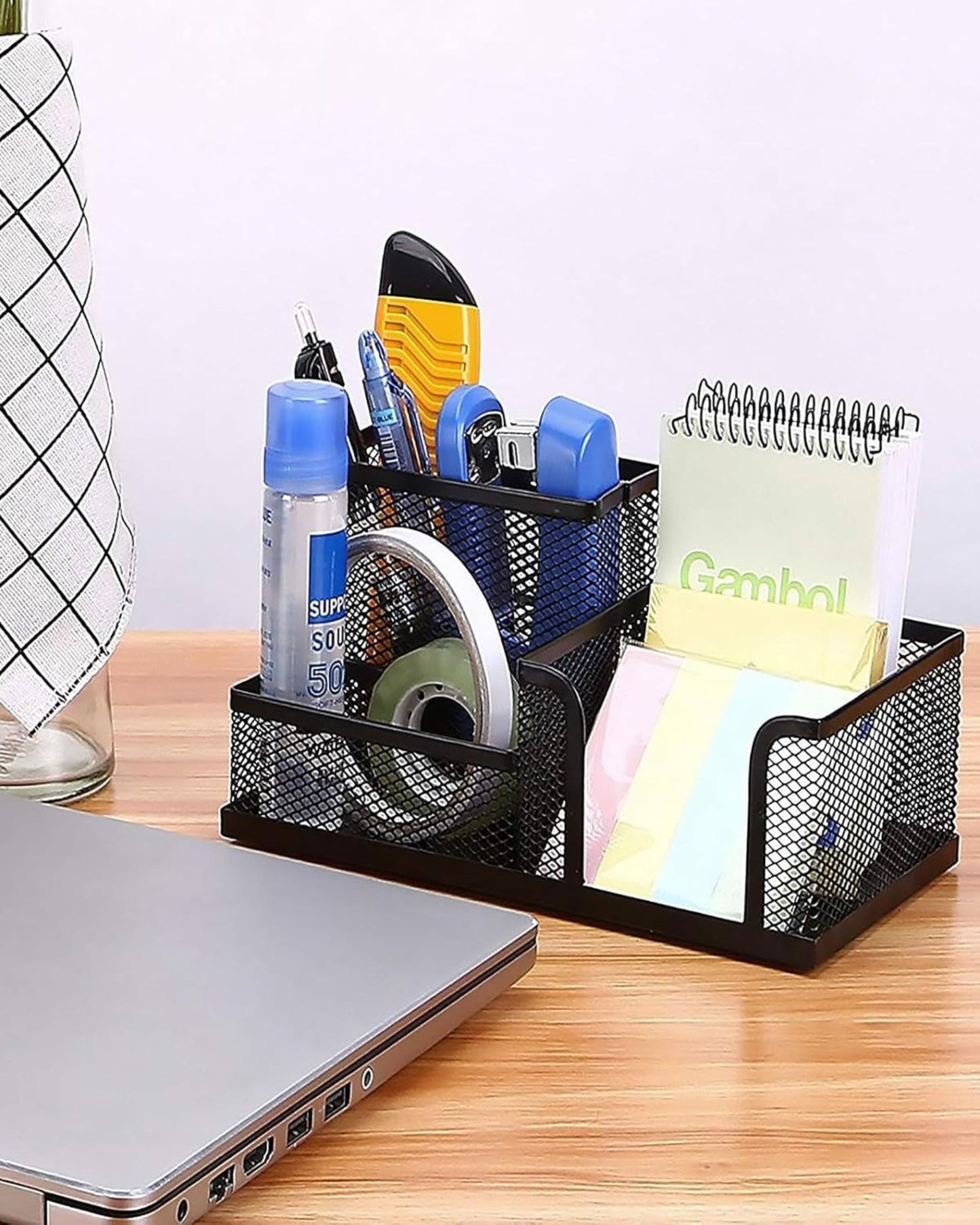 منظم مكتب معدني شبكي - أسود