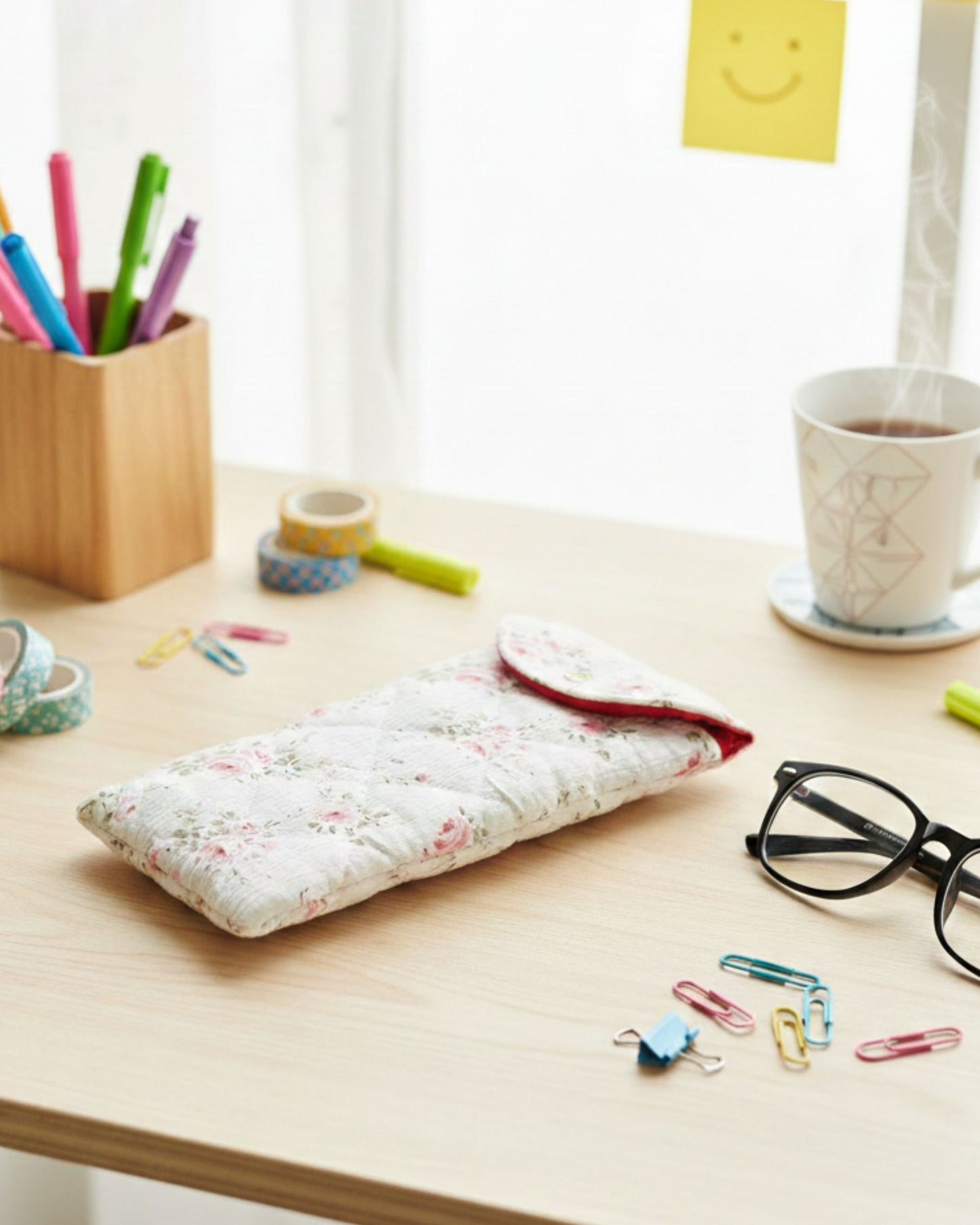 جراب نظارة مبطن - ورد