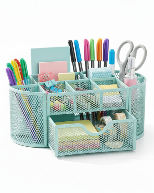 منظم مكتب معدني شبكي بدرج - مينت