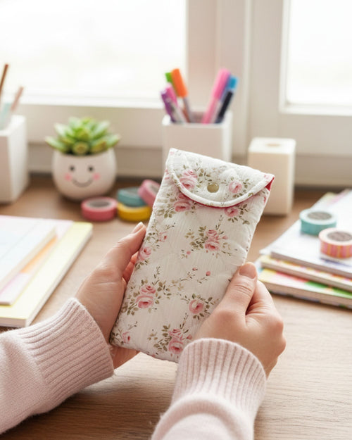 جراب نظارة مبطن - ورد