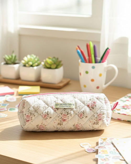 مقلمة قماش مبطنة - ورد