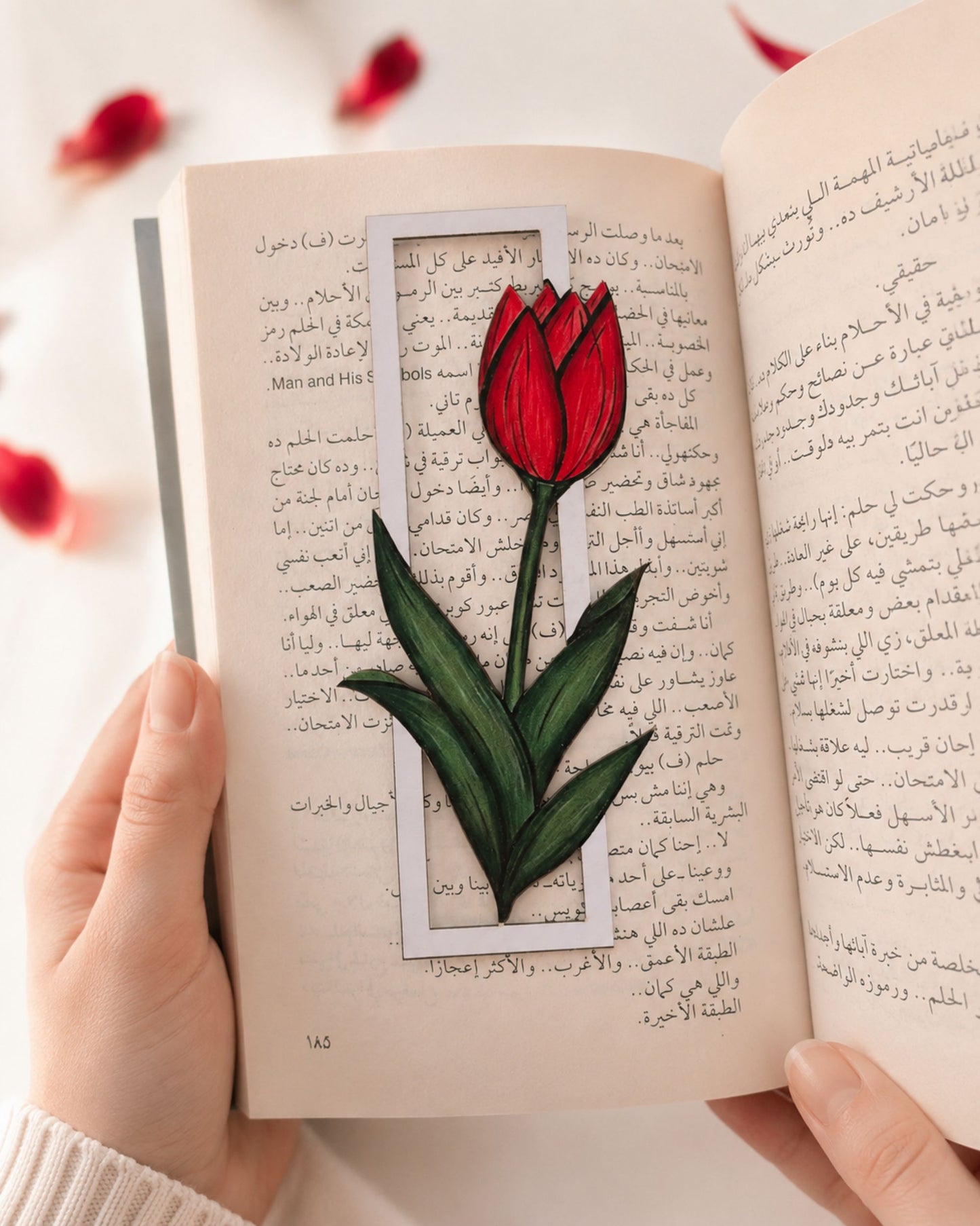 بوك مارك خشبي مجسم - زهرة التوليب