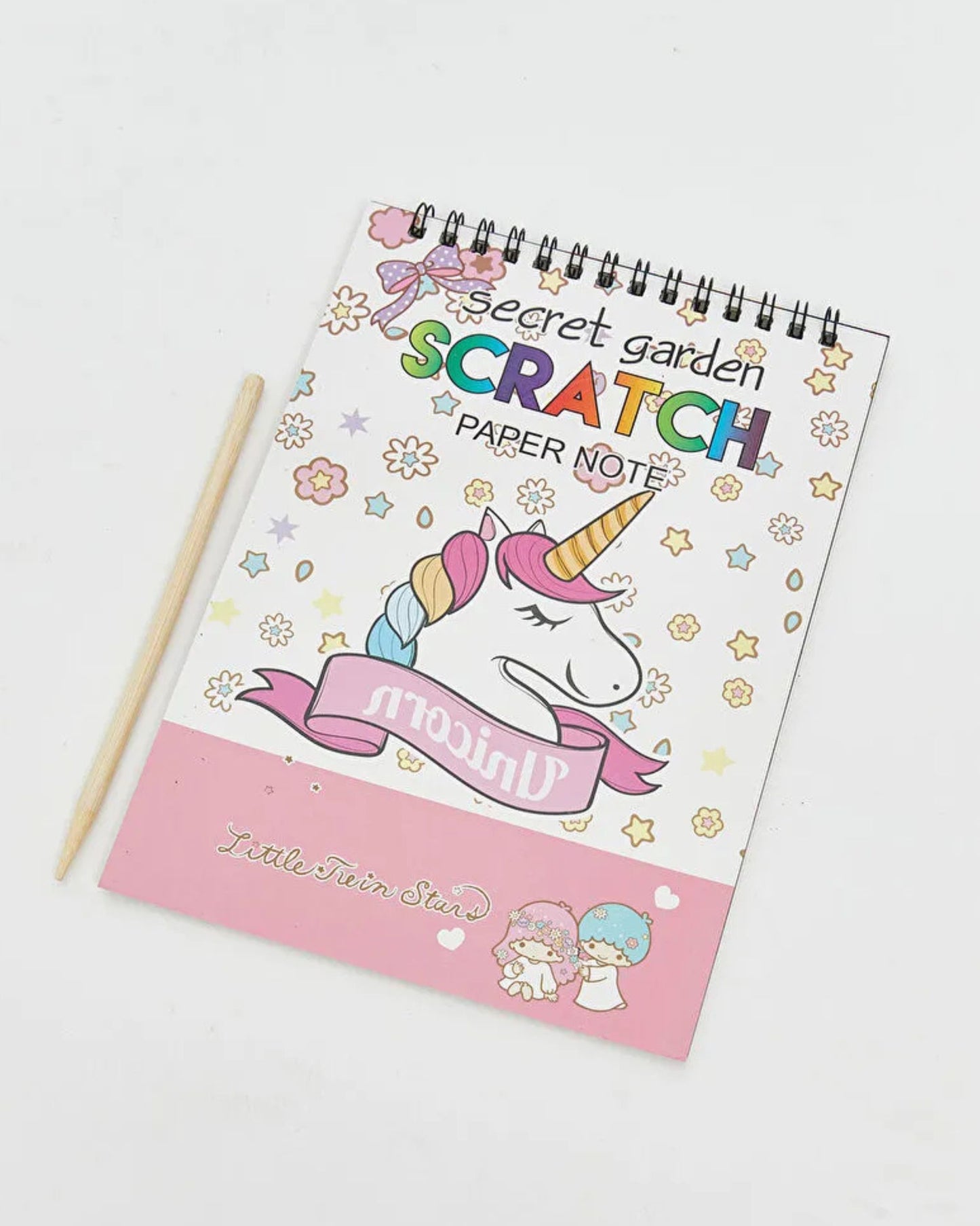 دفتر سكراتش سلك للرسم مع قلم خشبي