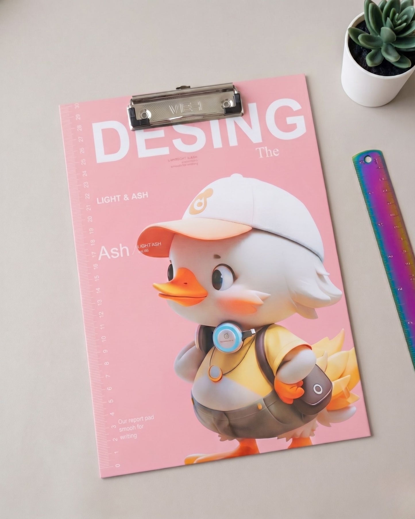 لوح كتابة Duck A4 بمسطرة جانبية – بينك