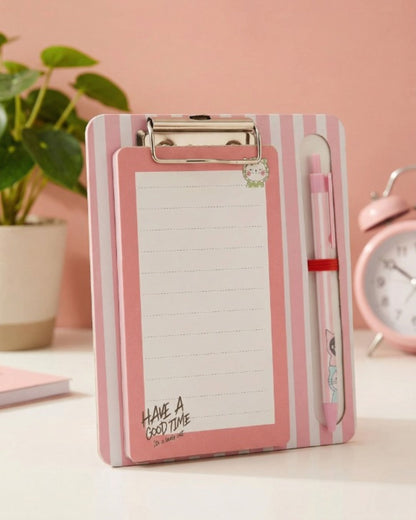 طقم كليب بورد + قلم + To do List (بينك)