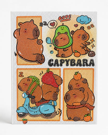 لوحة رسم بالفصوص الماسية (مقاس كبير) - Capybara