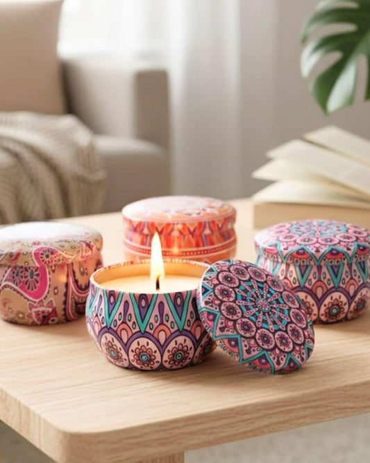 شمعة عطرية - علبة معدن ماندالا