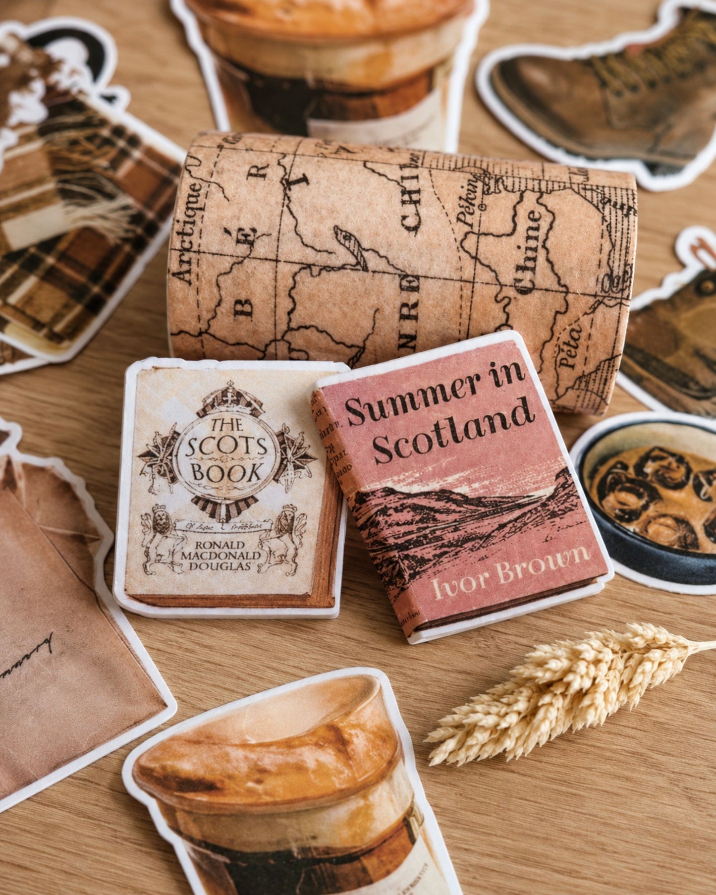 مجموعة ستيكرز شتوية باللون البني (51 قطعة)