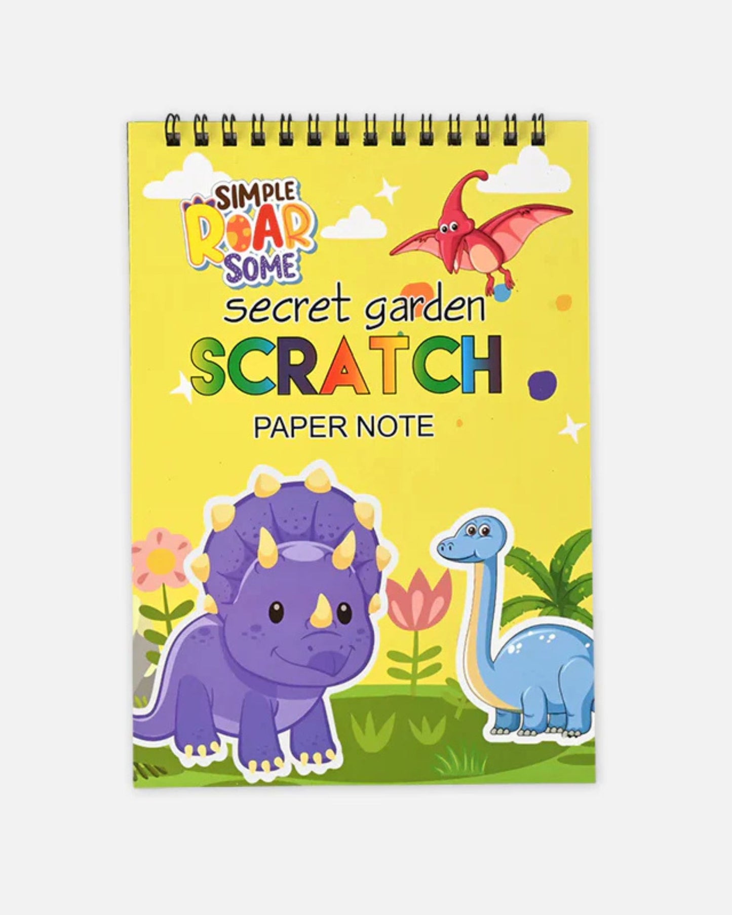 دفتر سكراتش سلك للرسم مع قلم خشبي