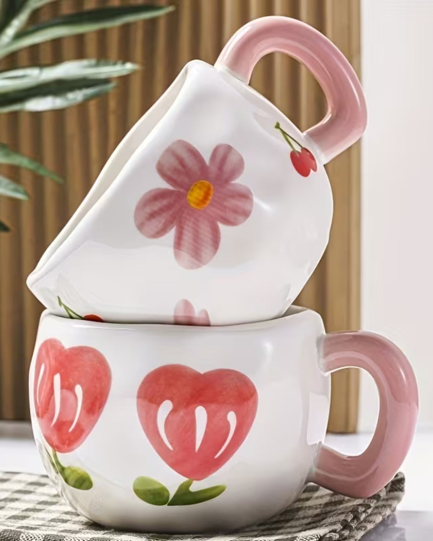 مج سيراميك زهور كبيرة