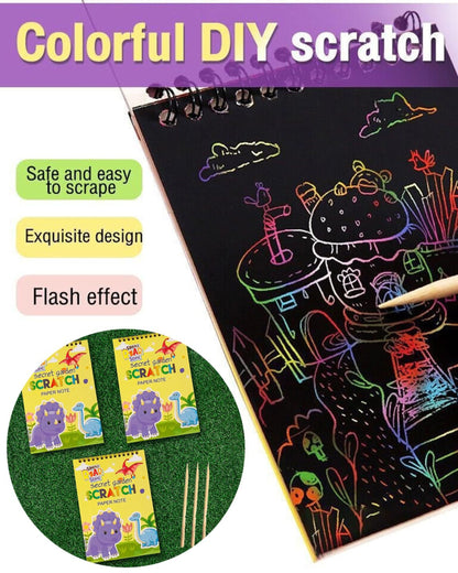 دفتر سكراتش سلك للرسم مع قلم خشبي