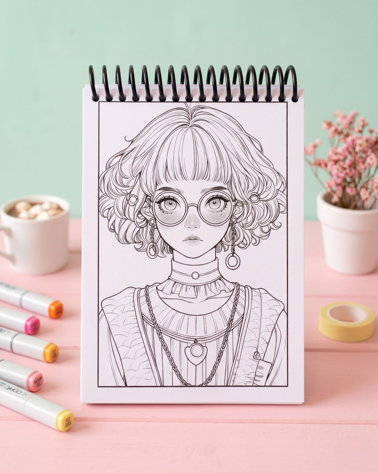 دفتر تلوين رسومات بنات كيوت A6